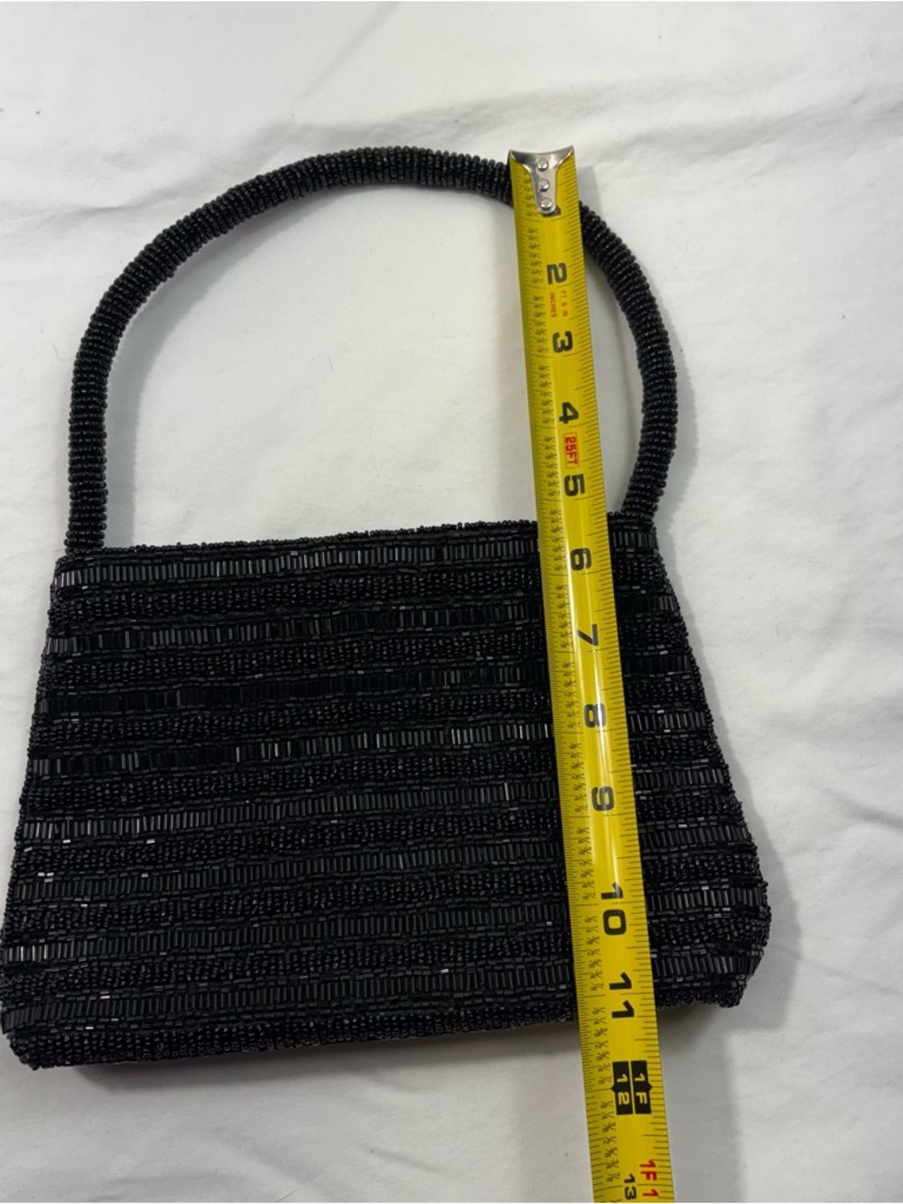 K.C. Malhan Vintage 80s Black Beaded Small Shoulder Bag Sequin Whimsigoth Formal - Picture 6 of 7